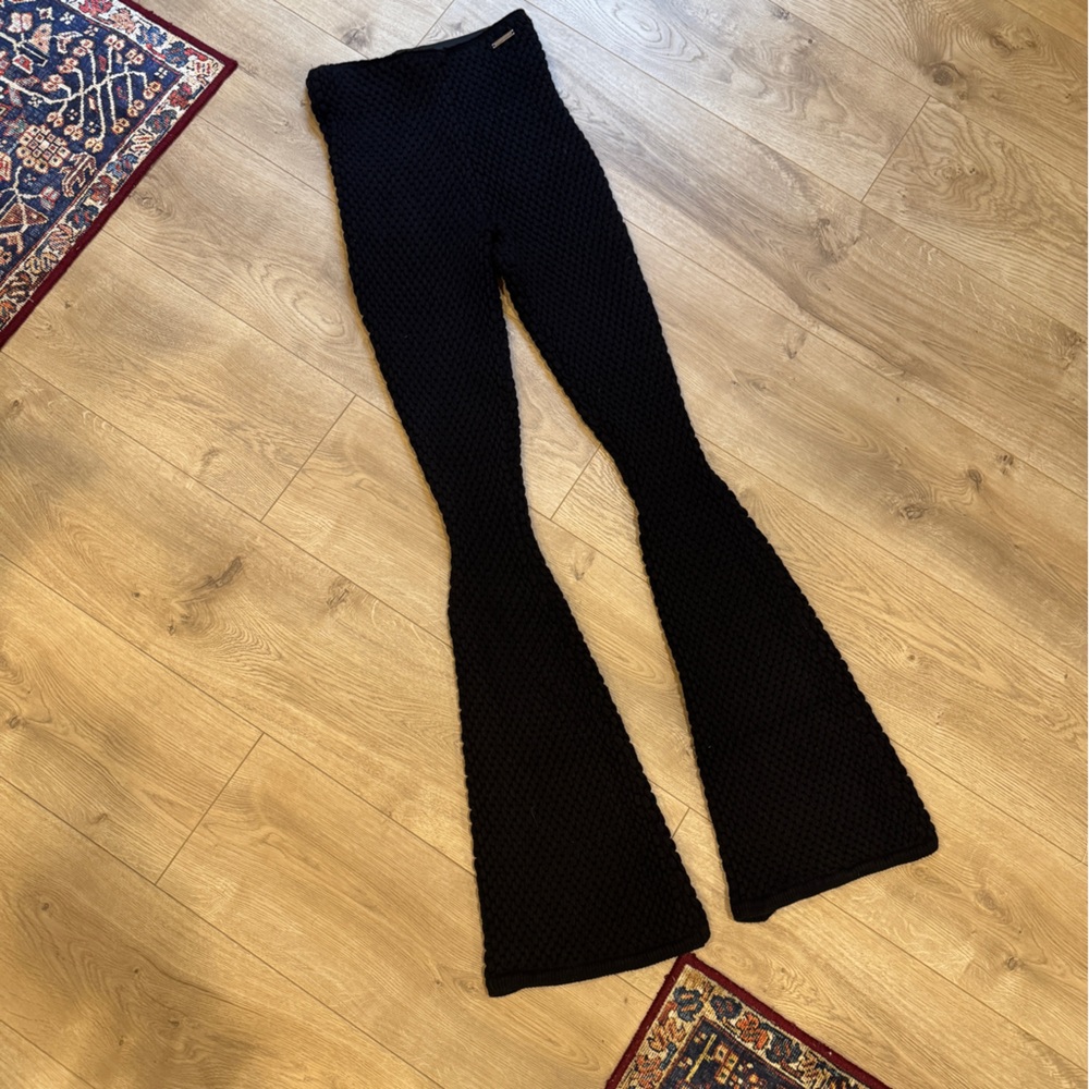 NWOT Maniere De Voir Black Knit Flare pants